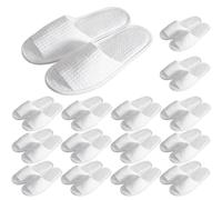 FasTrove 15 Pair Hotel Slipper Set,Reusable Disposable Slippers,White Waffle-Weave Open-Toe Spa Slippers,Unisex,Suitable For Travel,Home Use,Guest Hospitality,Hotels And Party Occasions.