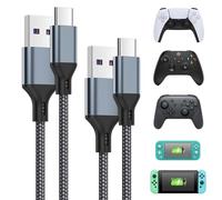 FASTSNAIL 3m Charging Cable for Xbox Series S/X Controller, 2Pack Type-C Cable for PS5/N-Switch/Lite/Pro Controllers, 10FT Nylon Braided Data Sync Cord for Phone, Tablet, USB-C Devices