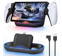 Fastsnail Charging Dock for PlayStation, Portable Charger Stand with 14 RGB Light Modes and Type-C Cable, PS Portal Charger Stand Holder, Black