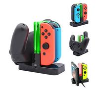 FastSnail Controller Charger Compatible with Nintendo Switch & OLED Model for Joycon, Charging Dock Station for Joy con and for Pro Controller with Charger Indicator and Type C Charging Cable