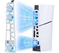FASTSNAIL Cooling Fan for PS5 Slim Console, Quiet Cooling System with Memory Function and LED Light, Cooler Accessories with 3 High-Speed Fans & USB 3.0 Port for PS5 Slim Digital & Discs Edition