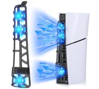 FASTSNAIL Cooling Fan for PS5 Slim with Memory Function and LED Light | Cooler Accessories with 3 High-Speed Fans & USB 3.0 Port for PS5 Slim Digital & Discs Edition
