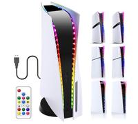 FASTSNAIL LED Light Strip for PS5/PS5 Slim/PS5 Pro, 358 DIY Modes 7 RGB Colors for PS5 Led Light, RGB Led Strip Light Kit Decal Decoration Accessories for PlayStation 5 Console with Remote Control