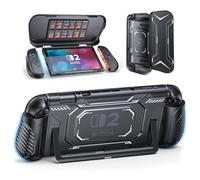 FASTSNAIL Switch 2 Protective Case, Switch 2 Cover with TPU Middle Frame, Non-Slip Ergonomic Grip for Joycon 2, Anti-Scratch PC Front Cover with 12 Game Card Slots for Switch 2 Accessories