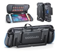 FASTSNAIL Switch 2 Protective Cover with 10,000mAh PD 20W Fast Charging Power Bank, Non-Slip Ergonomic Grip for Joycon 2, Anti-Scratch PC Front Cover with 12 Game Card Slots for Switch 2 Accessories