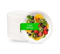 Fasttrack 7-inch Paper Plates, White Paper Plates, Microwave Plate, Small Paper Plates | Super Rigid 50 Pack Extra Strength Bagasse Sugarcane Disposable Plates | Biodegradable Plates, Party Plates