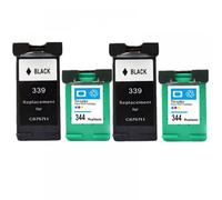 FASURDVA 339 344 Ink Cartridge Compatible With 339 339XL 344XL Works With Photosmart 2575 2610 2710 8050 Deskjet 5740 5745 5940 6520 6540 Printers(2BK 2COLOR)