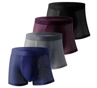 FASWAR 2024 New Men Open Fly Bamboo Boxers Shorts Multipack, Ice Silk Mesh Mens Underwear, Boxhero Bamboo Boxers Mens (Color : B, Size : XXL)
