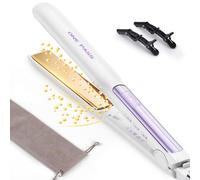 Faszin Hair Straighteners, Ionic Titanium Plate for Smooth Shiny Results, 20S Fast Heat Up Flat Iron, Clear LCD Display (Whitepurple)