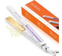Faszin 2 in 1 Hair Straighteners, Fast Heating Titanium Flat Iron with Negative Ions, 3D Floating Plates for Smooth Styling, 11 Adjustable Temps, Dual Voltage(White)