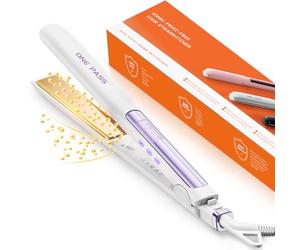 Faszin 2 in 1 Hair Straighteners, Fast Heating Titanium Flat Iron with Negative Ions, 3D Floating Plates for Smooth Styling, 11 Adjustable Temps, Dual Voltage(White)