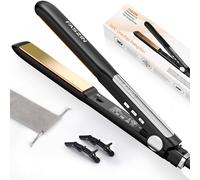 Faszin Hair Straighteners, Ionic Titanium Plate for Smooth Shiny Results, 20S Fast Heat Up Flat Iron, Clear LCD Display (Black)