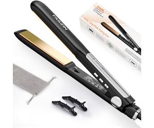 Faszin Hair Straighteners, Ionic Titanium Plate for Smooth Shiny Results, 20S Fast Heat Up Flat Iron, Clear LCD Display (Black)