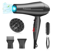Faszin Ionic Hair Dryer - 2400W Professional Hairdryer with Triple-L Plus Heat Resistant Technology, Real Blow-Dry Without Overheating, Comes with 4 Styling Accessories-Black