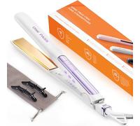 Faszin Ionic Hair Straighteners, 20S Fast Heat Up Flat Iron, Titanium Plate for Smooth Shiny Results, Clear LCD Display, 2 in 1 Hair Straightener (White)