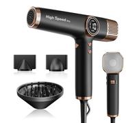Faszin Lightweight Hair Dryer with 3 Magnetic Nozzles, 110K RPM | Only 330g, 50m/s Airflow, Smart Temp Control, 200M Ions Anti-Frizz, UK Plug