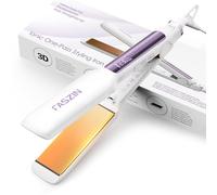 Faszin Professional Hair Straighteners, 42mm Wide-Plate Titanium Negative Ion Flat Iron, 30s Rapid Heating, Real-time Temperature Display, 11 Adjustable Temperature Levels (130-230℃)-White