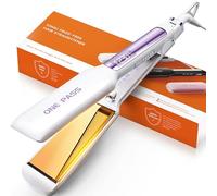 Faszin Professional Hair Straighteners, 42mm Wide-Plate Titanium Negative Ion Flat Iron, 30s Rapid Heating, Real-time Temperature Display, 11 Adjustable Temperature Levels (130-230℃)-White