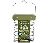 Fat Ball Feeder - Jacobi Jayne® Hanging Suet Feeder - Holds up to 6 Fat Balls or 2 Suet Cakes - Metal Squirrel Proof Bird Feeder for Wild Birds - Fat Ball Holder for Garden Birds (Green)