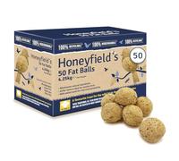 Fat Balls for Wild Birds (50) - High Energy Suet Feed, Nutritious, Great for Hanging Feeders, Attracts Birds to Garden All Year Round - Honeyfield's