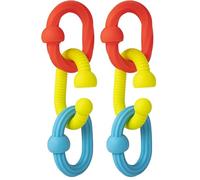 Fat Brain Toys Little Brainies Plip Grips | Colourful Silicone Rings with Varied Textures That Link Together and Pop Apart | Teething Toys for Baby | Baby Sensory Toys (Pack of 2)