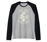 Fat But Can Fight Funny Dad BOD Grizzly Bear Gym Graphic Raglan Baseball Tee