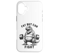 Fat But Can Fight T Rex Strongman Strong Dad Gym Fitness Case for iPhone 16 Plus