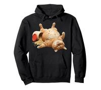 Fat Cat Ate All The Kibble Funny Chonky Meme Mom Orange Pullover Hoodie