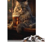 Fat Cat Beer Bar Pub Drink Puzzles 500 Pieces Wooden Puzzles for Adults & Teenager Learning Educational Toys 500pcs (52x38cm)