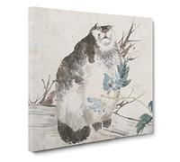 Fat Cat by Ren Yi Canvas Print | Gallery Wrapped 30mm Frame Wall Art | 14x14 inches | Ready to Hang | Modern Animals Picture | Living Room Bedroom Lounge Office