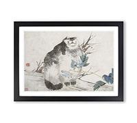 Fat Cat by Ren Yi Framed Print | A2 Black Framed Wall Art | Ready to Hang | Modern Animal Picture | Living Room Bedroom Lounge Office