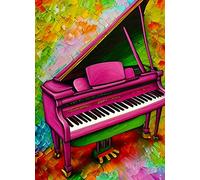 FAT CAT Cards & Gifts Piano Instrument Colourful Art Blank Greeting Card