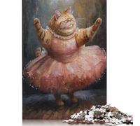 Fat Cat Funny Dancing Puzzle Customizable Pictures 100% Recycled Cardboard Jigsaw Puzzle for Kids And Adults Age 12 Years Up Unique Gift 1000pcs (75x50cm)