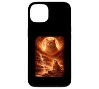 Fat Cat Howling At Moon Vintage Funny Mystic Case for iPhone 13