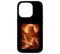 Fat Cat Howling At Moon Vintage Funny Mystic Case for iPhone 14 Pro