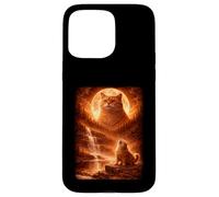 Fat Cat Howling At Moon Vintage Funny Mystic Case for iPhone 15 Pro Max