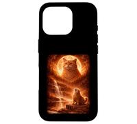 Fat Cat Howling At Moon Vintage Funny Mystic Case for iPhone 16 Pro