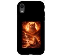 Fat Cat Howling At Moon Vintage Funny Mystic Case for iPhone XR