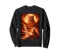 Fat Cat Howling At Moon Vintage Funny Mystic Sweatshirt