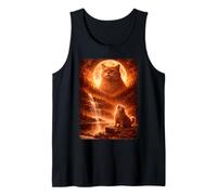 Fat Cat Howling At Moon Vintage Funny Mystic Tank Top