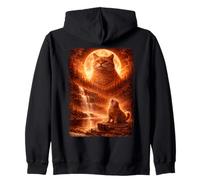 Fat Cat Howling At Moon Vintage Funny Mystic Zip Hoodie