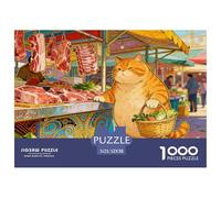 Fat Cat Jigsaw Puzzles Puzzle for Adults Kids. 1000 Pieces Market Shopping Impossible Challenge Toy Educational Games Home Decoration for Educational Games Gifts 52x38cm/1000pcs