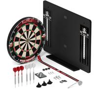 Fat Cat Official Tour Darts Gear, Steel Tip Dartboard Set with Backboard | Complete Dart Board Set For Adults, Sound-Absorbing 31.5 In Backboard, 2 Chalk Scoreboards, Throw Line, Levelers, 1-8 Players
