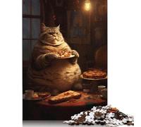 Fat Cat Pet Eats Food Cake Jigsaw Puzzles 1000 Pieces for Adults Wooden Puzzles Brain Exercise Challenge Game Entertainment Gifts Teenagers Family Activity 1000pcs (38x26cm)