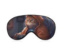 Fat Cat Playing Games Blackout Sleep Eye Mask, Ventilated Fabric, Adjustable Wearing Style, Zero Pressure Sleeping Mask Soft Skin Friendly Eyeshade for Women Men