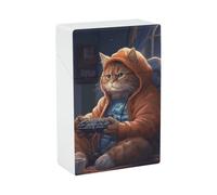 Fat Cat Playing Games Cigarette Case for Regular King Size 85mm 20 Capacity Push to Open Hard Shell Cigarette Box Portable & Waterproof Cigarettes Case for Men Women Pocket Cigarettes Holder, Cig Acce