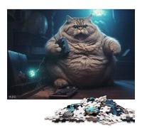 Fat Cat Playing Video Game Puzzles for Adults & Teenagers Puzzles for Adults & Teenager Fun Puzzles Games 1000pcs (75x50cm)