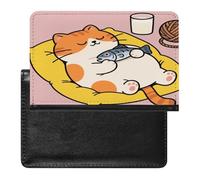 Fat Cat Printed Passport Holder Unique PU Ultra-thin Passport Protective Case Compact Easy to Carry Passports Cover for Women And Men Passports Case