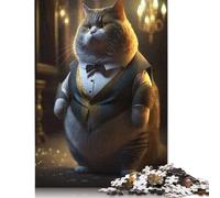 Fat Cat Stylish Suit 1000 Piece Jigsaw Puzzle Family Fun Jigsaws for Adults And Challenging Game,stress Relief Games And Unique Gifts 1000pcs (75x50cm)