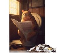Fat Cat Toilet Newspaper 1000 Piece Jigsaw Puzzle for Adult Toy Intellectual Game Educational Game for Adult Stress Relief Home Decoration 1000pcs (38x26cm)